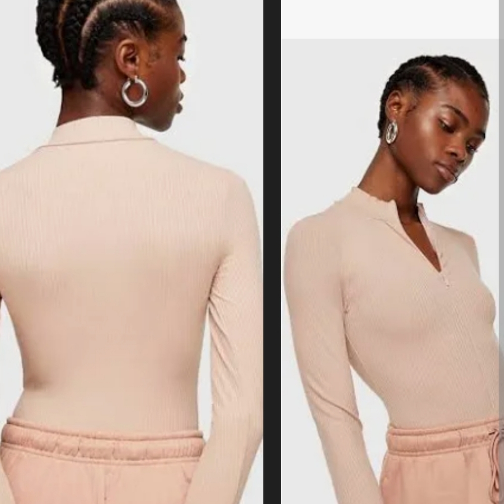 Topshop full zip long-sleeved bodysuit.